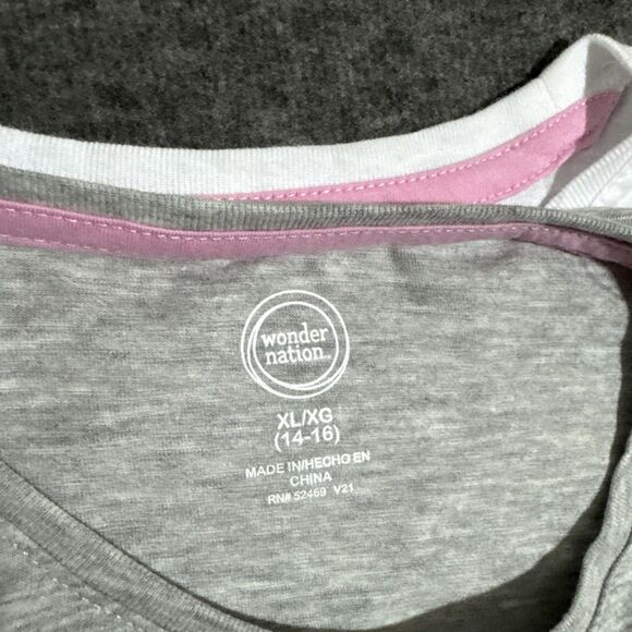 Wonder Nation Girl's Long Sleeve 2 Pack Print Graphic Pink Extra Large 14-16 - Picture 6 of 8